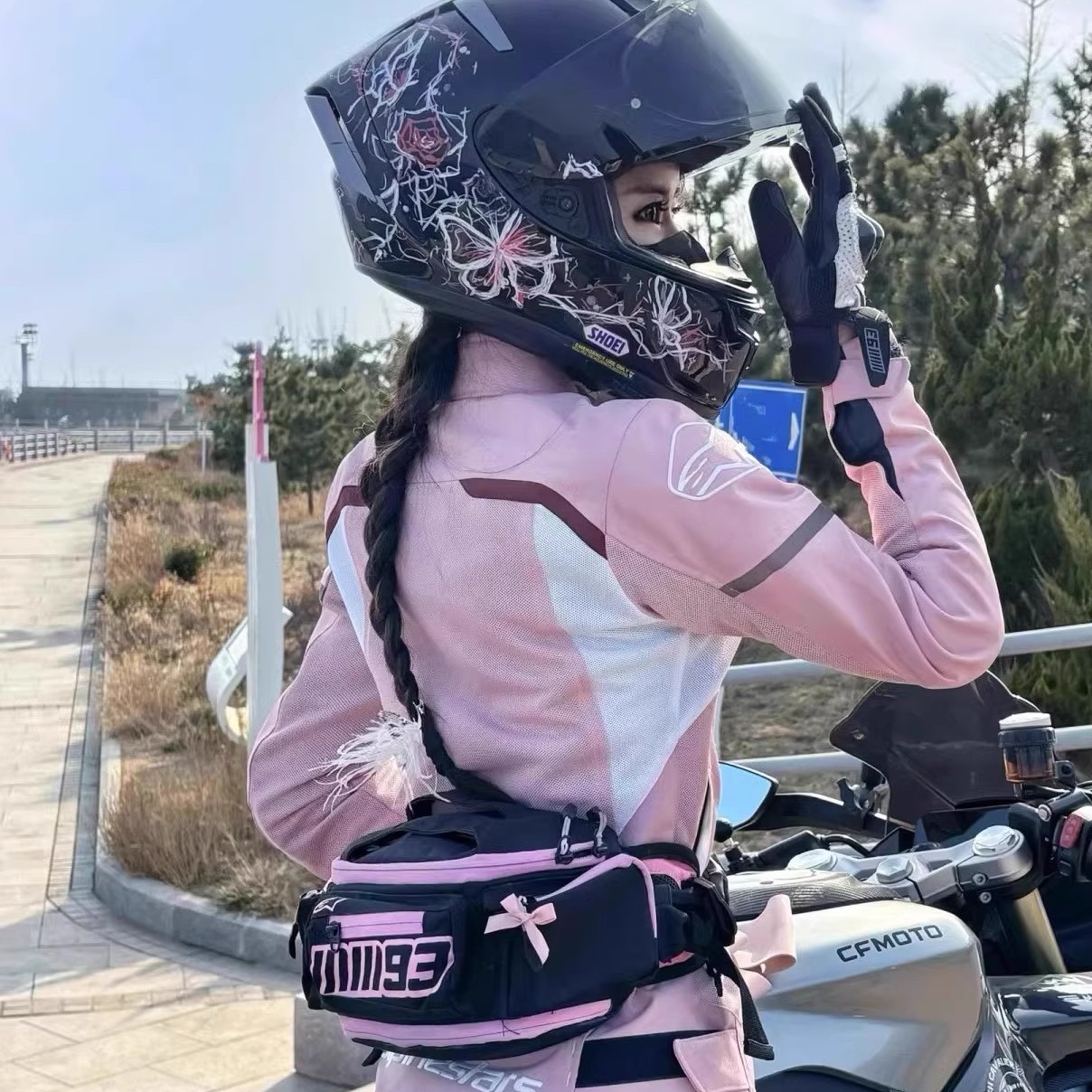 A星腰包摩托车粉色马奎斯联名m93