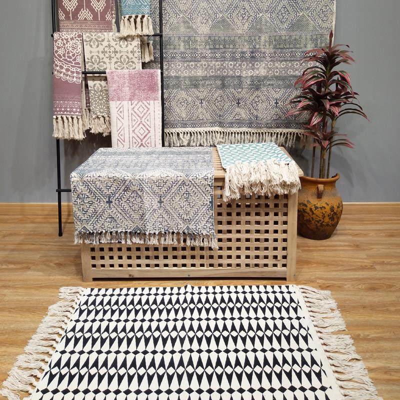 简约北欧地毯客厅茶几垫几何做旧扎染地垫休闲棉线薄机洗脚垫地毯,居家布艺,家用脚垫,淘宝优惠券,粉丝福利购,淘宝优惠卷