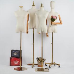 模特道具女半身人台韩版带头服装店橱窗展示架全身高档金色模特架
