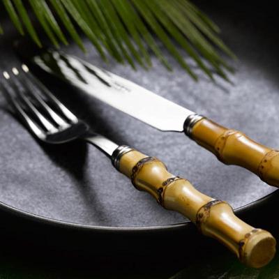 法国Sabre Paris竹柄高级不锈钢西餐餐具牛排刀叉勺子家用全套装