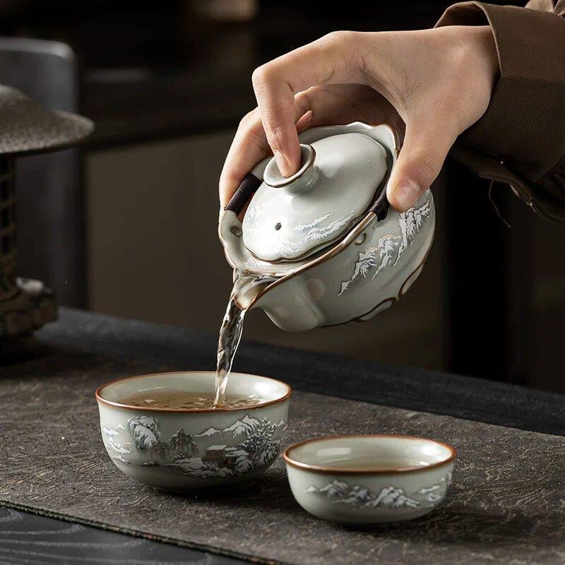 旅行茶具快客杯一壶三杯可携式户外车载泡茶壶茶杯颜荣聪老师手作