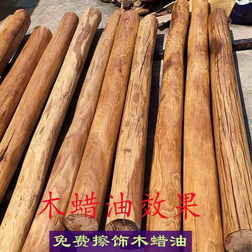 风化老榆木柱子防腐木原木圆柱实木隔断装饰立柱旧木头靠墙柱子