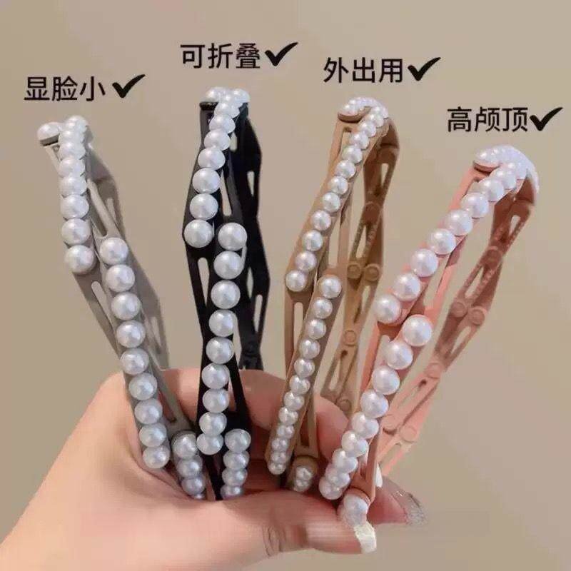 高颅顶旅行发卡时尚折叠发箍女夏