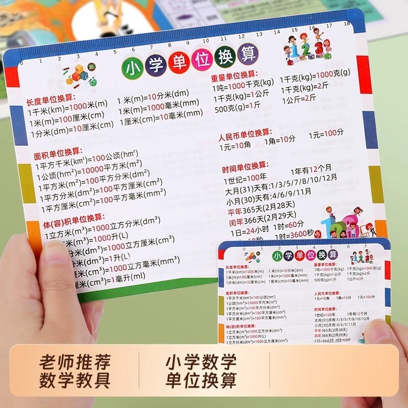 小学数学单位换算口诀卡片图片