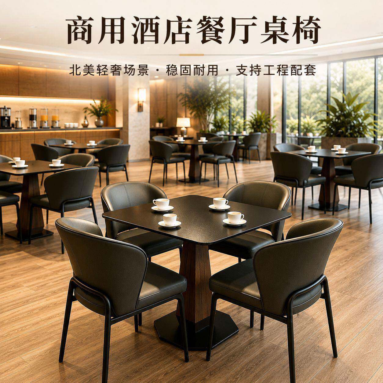 轻奢酒店餐厅桌椅组合西餐厅咖啡厅工程配套桌椅茶楼商用桌椅一套
