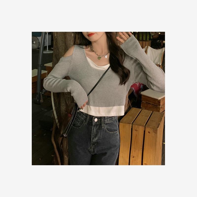 方领长袖T恤衫秋季韩版百