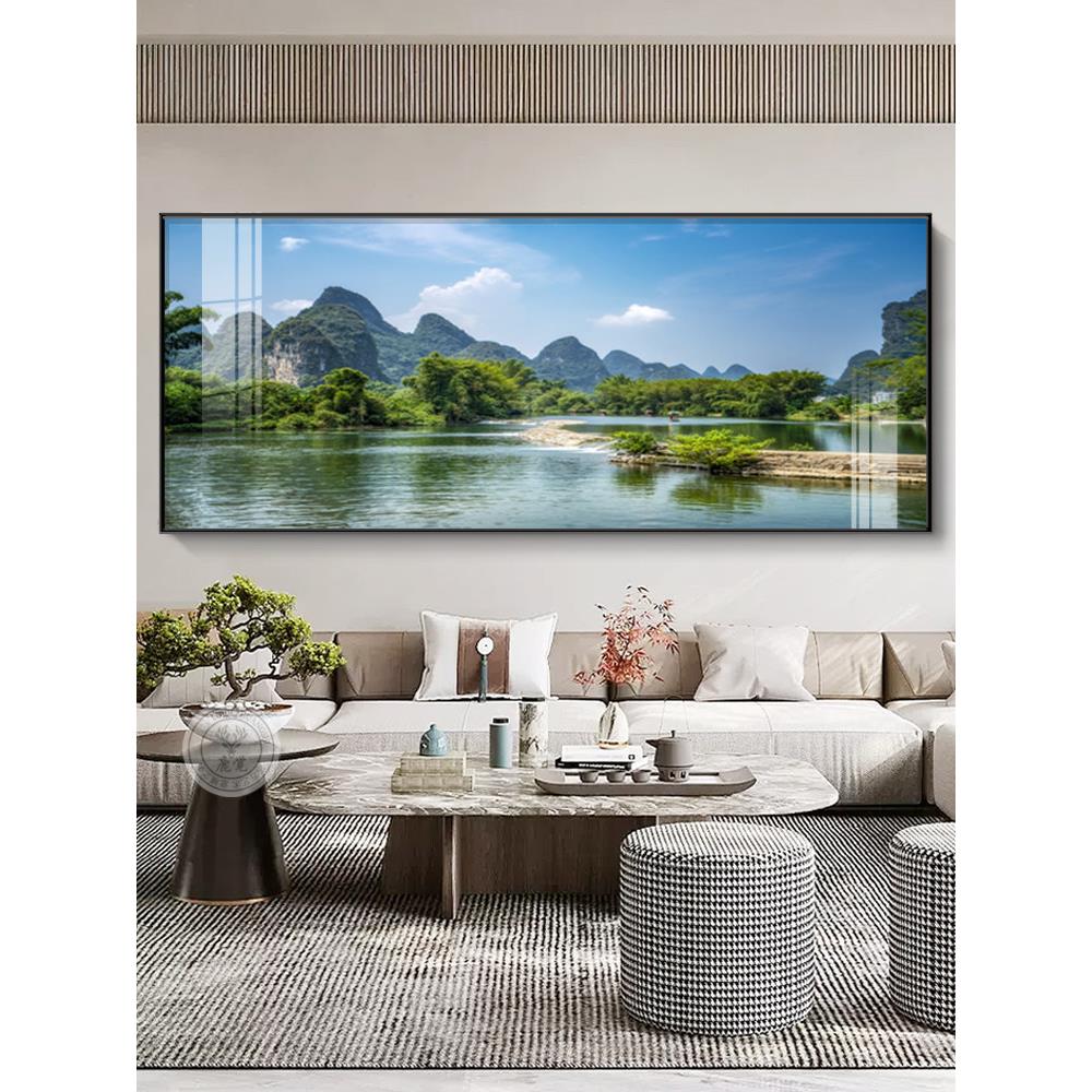 挂画客厅背景墙大型壁画办公室大小景观横版高档装饰画沙发桂林山