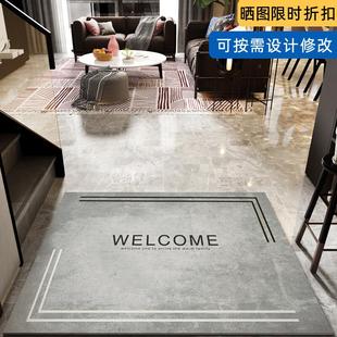 现代轻奢皮革入户门地垫pvc可擦洗进门口脚垫家用门厅厨房防滑垫
