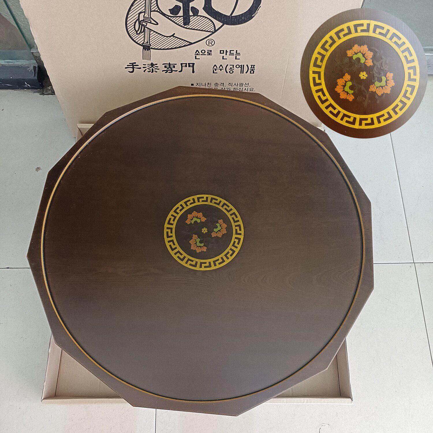 韩国原装进口圆形木桌茶飘窗榻榻米小茶几传统式大覆古折叠炕桌子