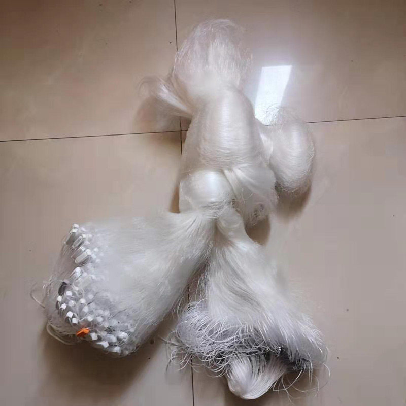 长条铅坠鱼网粘鱼网丝网三层渔网1.5指到6指粘网捕鱼网挂网鲫鱼网