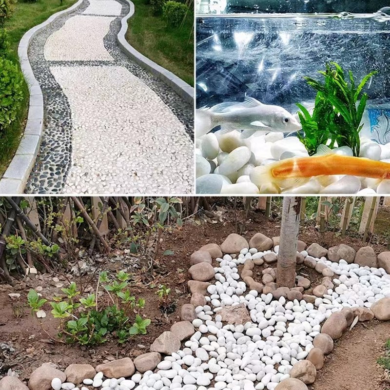 白色鹅卵石批装饰发天然原石鱼缸雨花石头园林铺地花园造景白石子