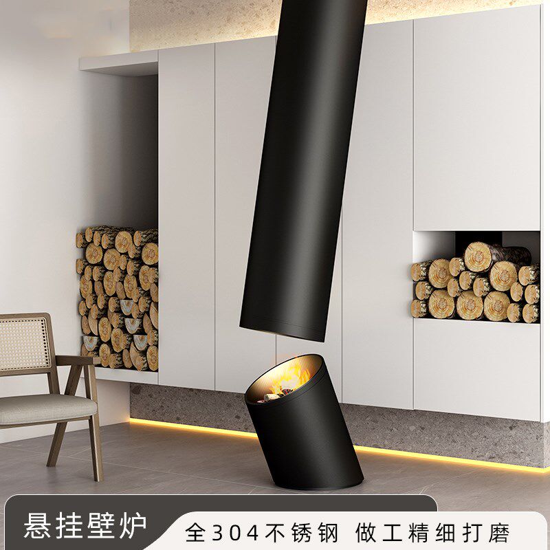 圆形悬挂式家用3d雾化壁炉仿真火法式别墅客厅火焰加湿器装饰壁炉