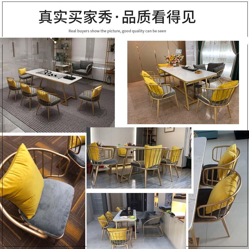 ins简约会客洽谈靠背椅网红铁艺休闲餐椅子轻奢咖啡馆桌椅组合