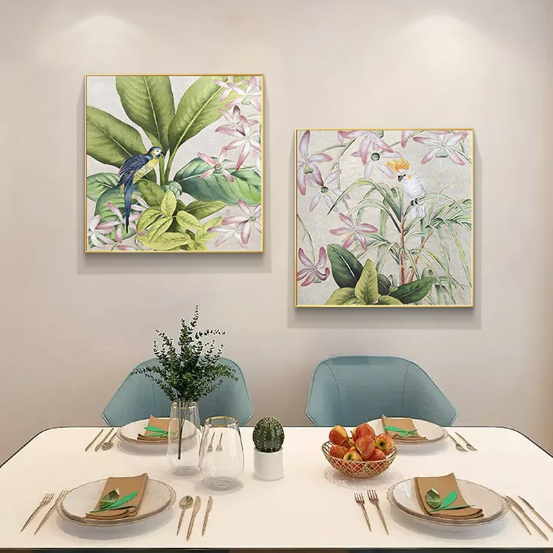 新款东南亚花卉客餐厅装饰画轻奢饭厅挂画餐桌壁画简约厨房墙壁画