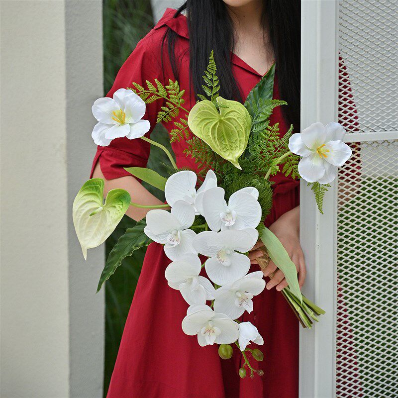 白绿系仿真花花束花艺手捧花绢花客厅插花餐桌家居装饰品摆设