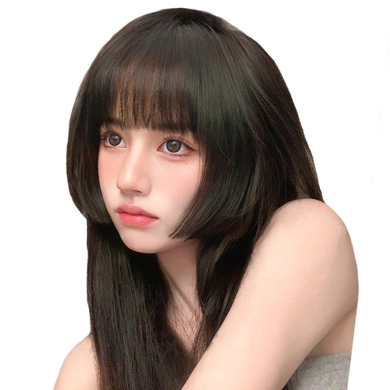 真发公主切刘海假发女网红全真发齐刘海姬发假刘海自然前额假发片