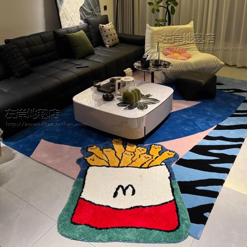 可爱异形M薯条人地垫客厅卧室床边毯玄关门口吸水防滑地垫可机洗