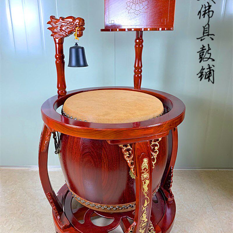 台湾鼓毛皮鼓圆鼓架寺院鼓法器寺庙鼓佛鼓铃钟鼓小帝锺厂家直销