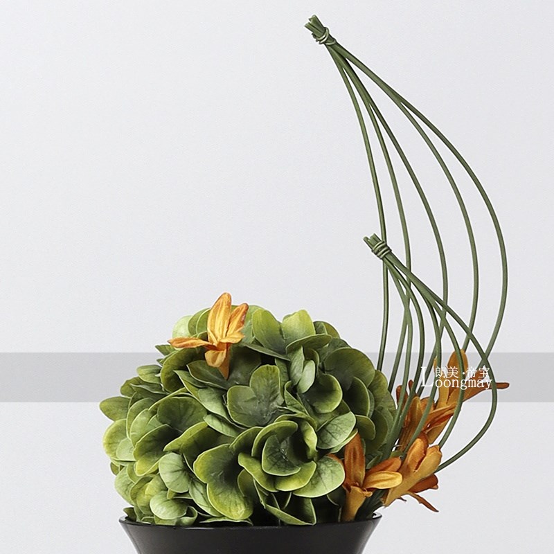中古黑色玻璃高脚小花瓶花艺样板房会所客厅茶几小桌花设计感摆件
