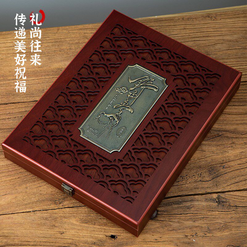 新品复古雕花野山参包装盒 礼品盒 人参盒子空盒中国风滋补品礼盒