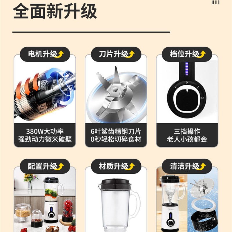380W大功率料理机 老人专用鼻食胃管流食破壁机