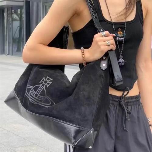 小众中古包hobo流浪包复古麂皮绒托特包女大容量通勤休闲单肩包女