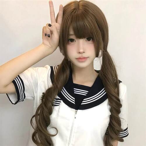 假发女古早Doll感罗马卷Lolita双马尾甜美风长卷发日常甜美全头套