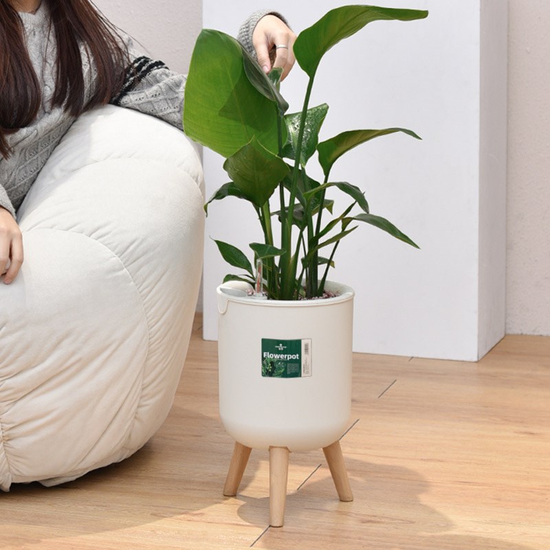 深邦现代轻奢带脚客厅花盆自动吸水盆支架绿植大号简约创意塑料盆