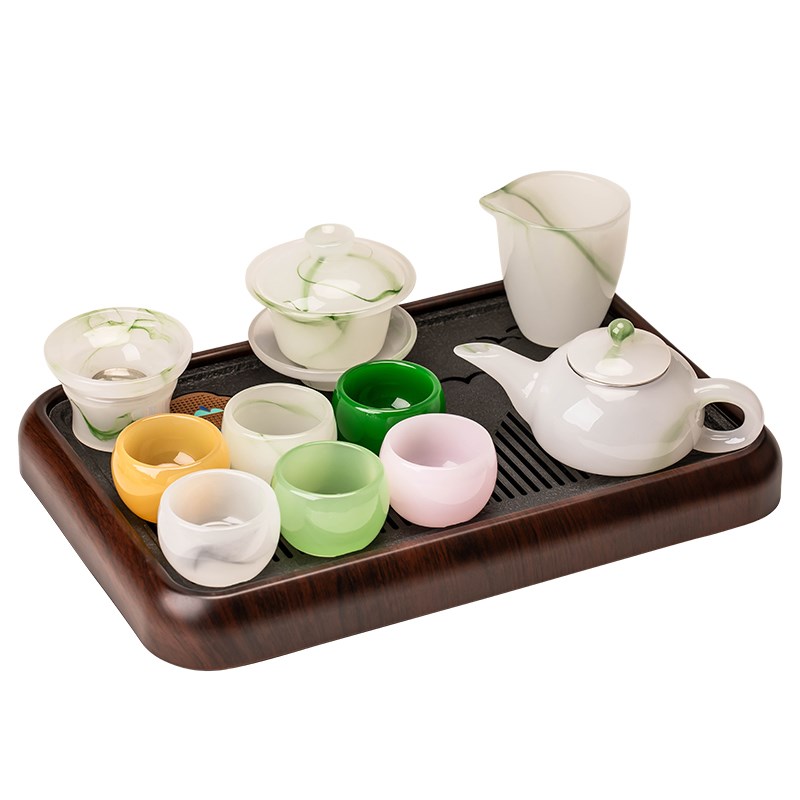 水墨琉璃茶具套装家用高档陶瓷泡茶壶盖碗功夫茶杯2025新款泡茶器
