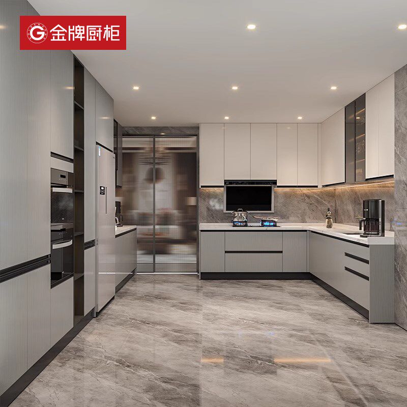 金牌厨柜整体橱柜定制石英石台面开放式厨房灶台一体柜家用组装