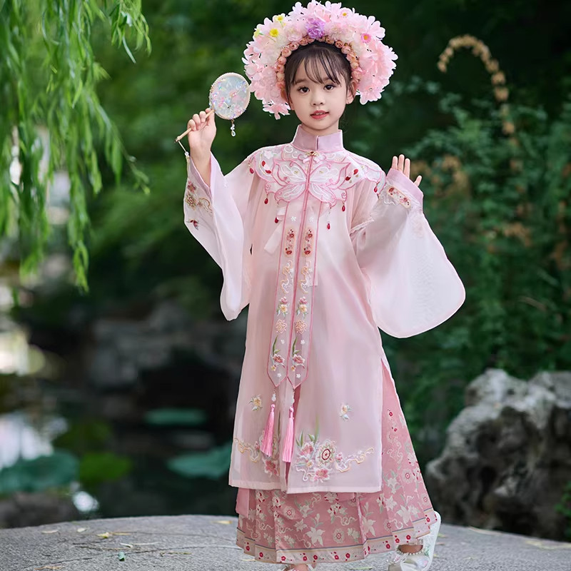2026新款女童明制汉服云肩刺绣
