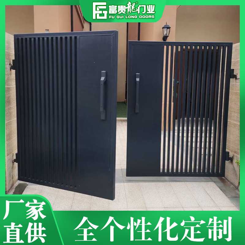 铝合金平开门 电动铝艺大门家用乡村农村大门 别墅庭院大门开小门