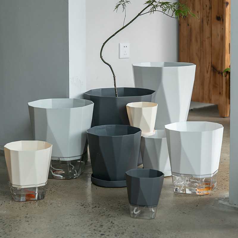 禾一懒人花盆自动吸水家用塑料轻奢高级水培绿萝多肉大号绿箩盆栽