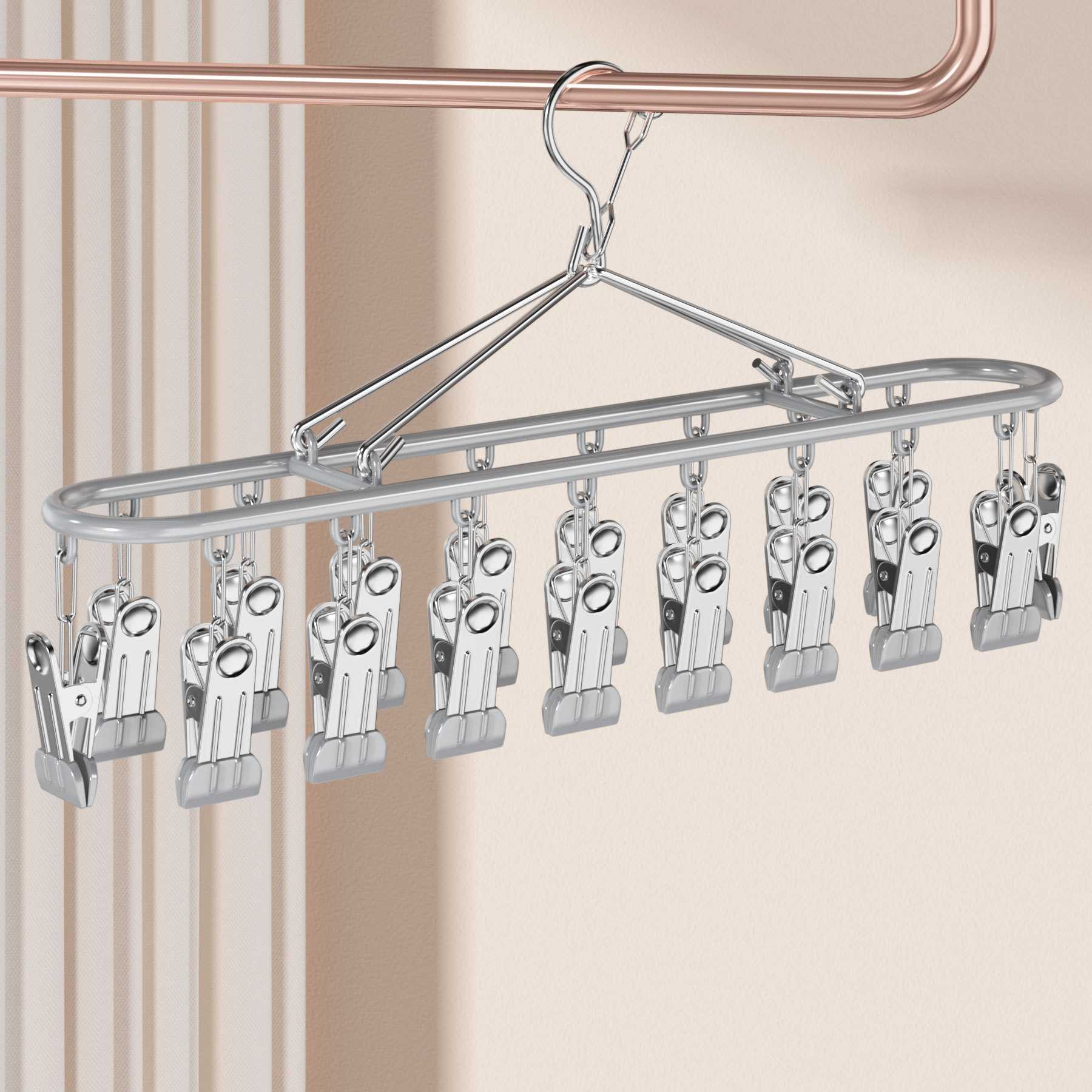 分销衣架夹子晾服装晒袜子款袜子架晾不锈钢夹家用收纳