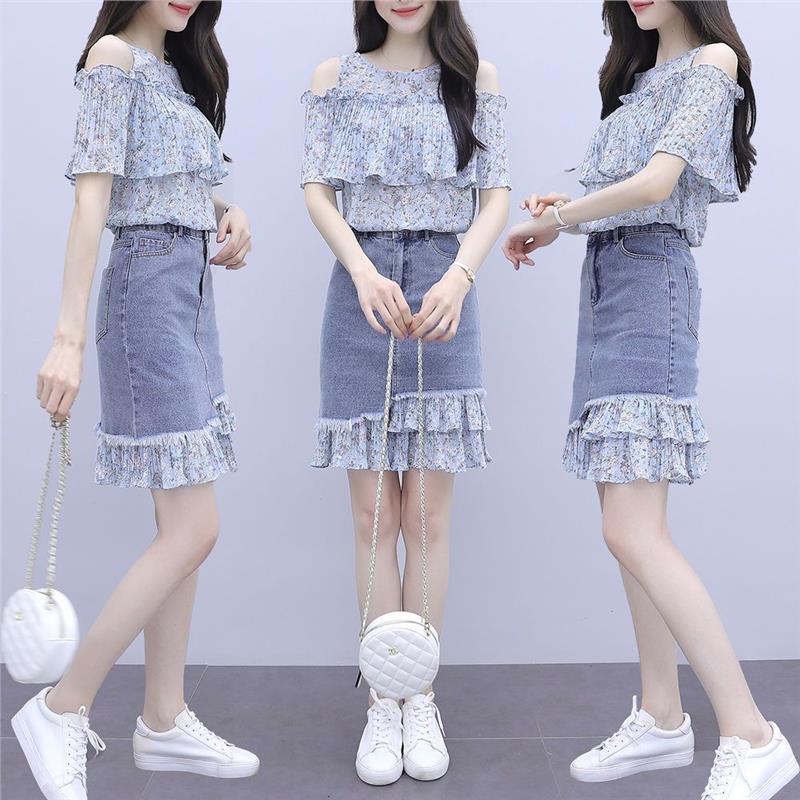 牛仔半身裙2025新款韩版网红套装洋气时尚女装裙子两件套年轻漂亮
