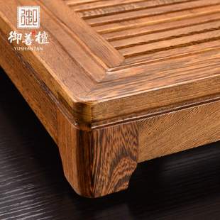 实木功夫小茶盘不锈钢抽屉储水式托盘鸡翅木家用便捷小号茶台