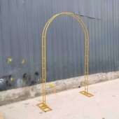 弧门婚庆铁艺拱道具圆环双杆花门户外草坪圆婚礼舞台背569景拱形