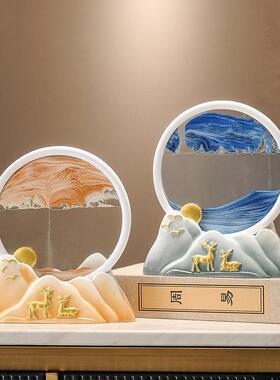 流沙装画漏摆件家居客厅酒柜鹿电视柜办公室桌饰沙AL100717品树脂