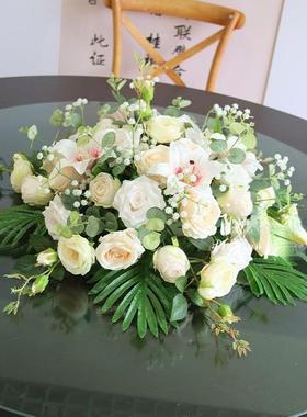 大酒圆AL100269桌花间摆花轻奢花中圆桌台花仿真餐花店饭店桌面装