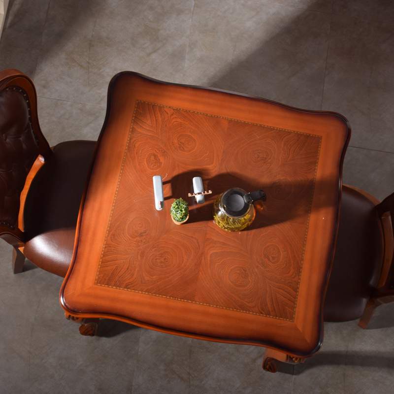 欧式实木方桌小户型家用桌子一桌四椅售楼部接待桌子1米正方型桌