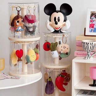 公仔哭娃crybaby展示盒旋转防尘罩拉布布收纳盒labubu搪胶展示架