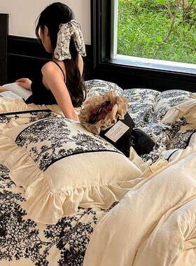 法式AL185四贵族高端全层纱少女件套复双古公主花边纯棉被套棉床