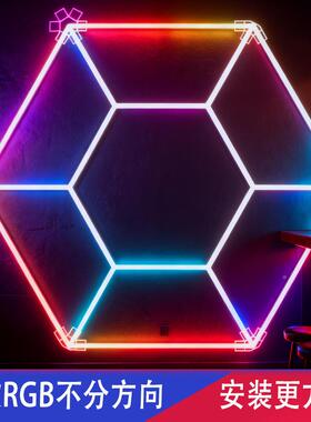 彩跨境ed氛围灯RB宽压110Vl七蜂窝六边G形灯车库洗车蜂92399巢拼