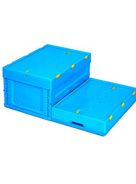蓝色料折叠箱带60盖0-30收纳折叠箱PP料多功355能超市周0转折叠塑