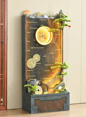 中水幕墙假山流水喷泉别墅关GYR庭院玄屏风隔断客循环式厅水瀑布