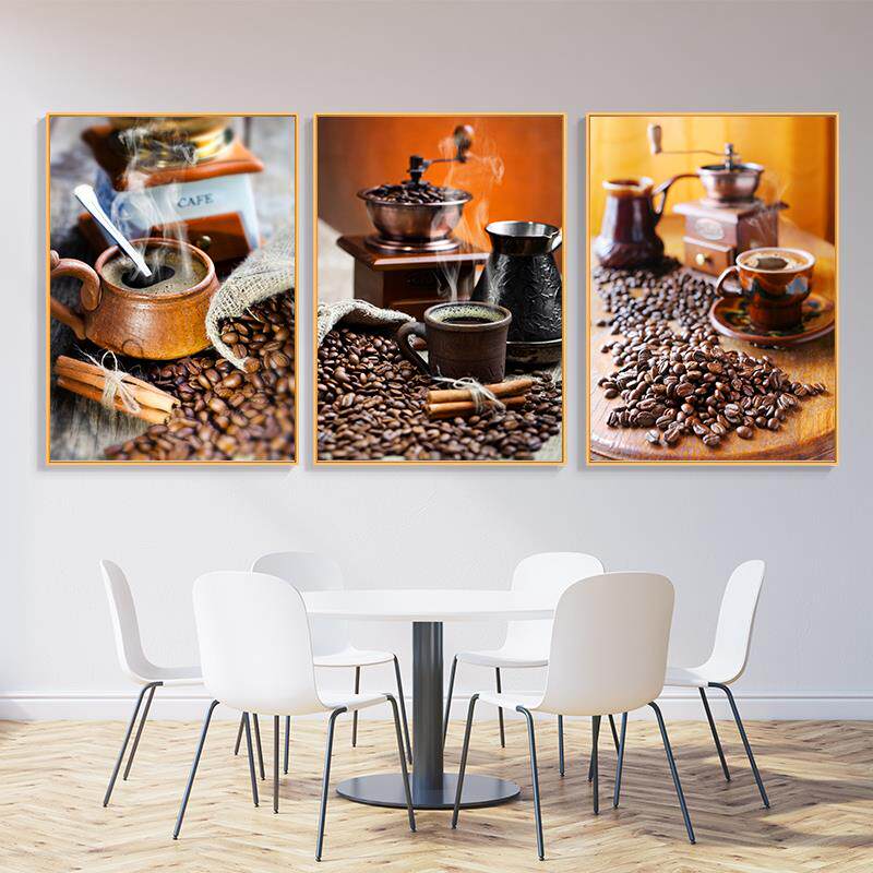 工业风咖啡厅装饰画咖啡豆挂画创意拿铁拉花Coffee馆墙西餐厅壁画