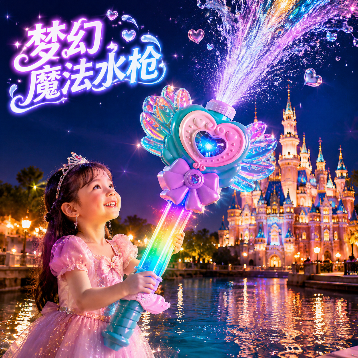 2026新款魔法棒水枪儿童玩具女孩子玩水抽拉式呲滋喷水打水仗神器