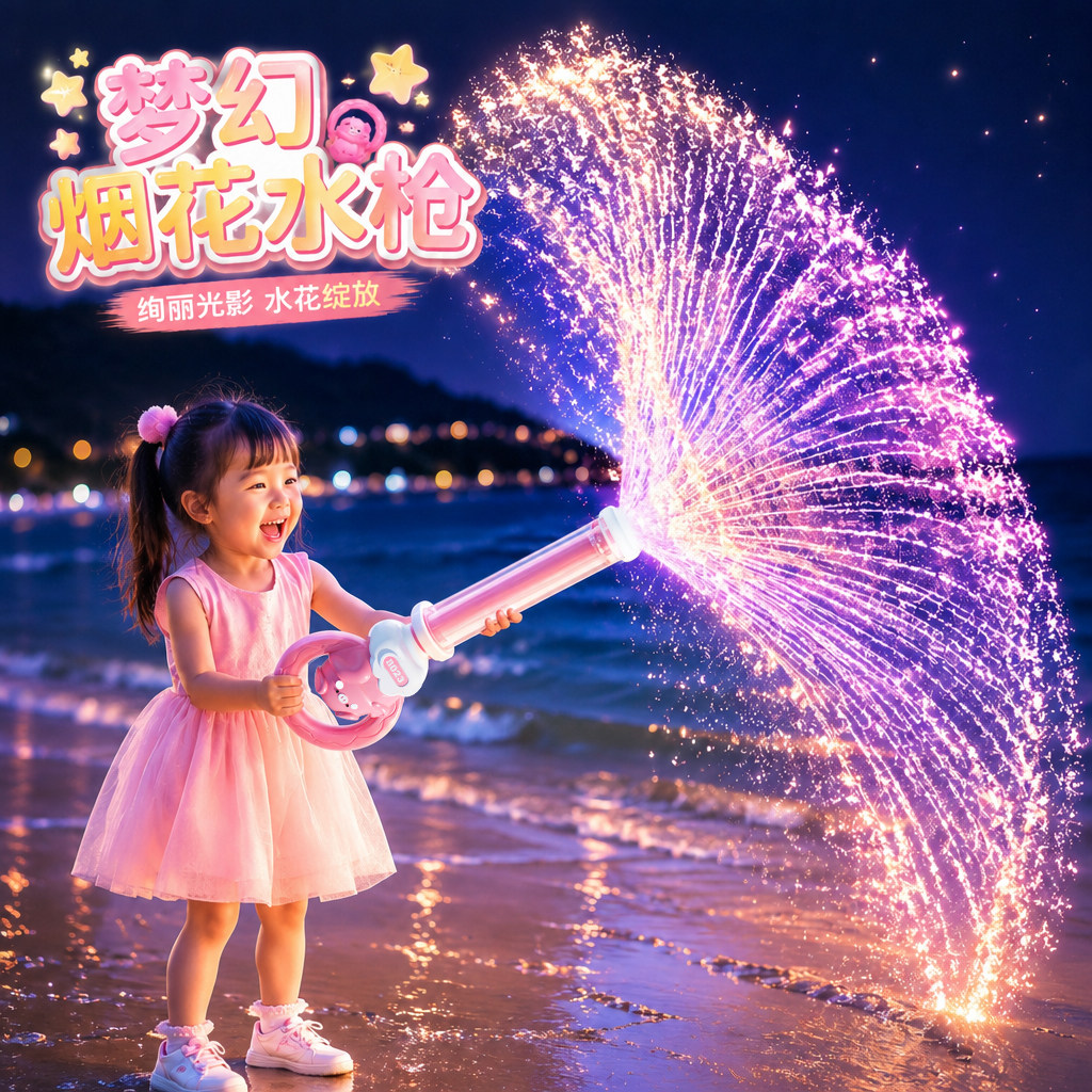 烟花水枪儿童玩具大容量抽拉式喷洒水漂流滋水枪宝宝打水仗男女孩