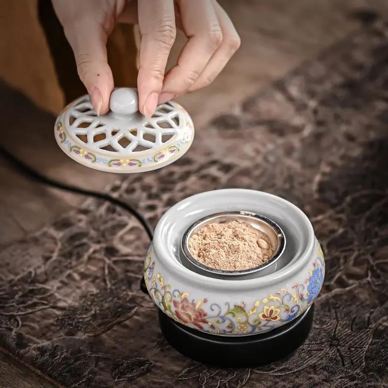 数显电子香薰炉家用定时调温恒温香炉插电珐琅彩创意沉香电熏香炉