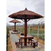 户外沙滩伞移动凉亭防真茅草防雨大伞芦苇伞稻草伞亭花园茅草屋亭